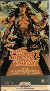 VHS box for 1990: The Bronx Warriors. Escape from the Bronx is the sequel.