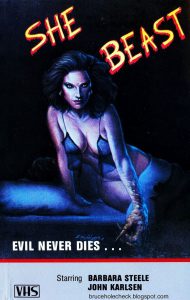 VHS box for She Beast starring Barbara Steele